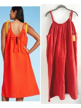 Kona Sol Orange Flowy Swim Cover Up Maxi Summer Lounge Dress NWT S/M Oversized